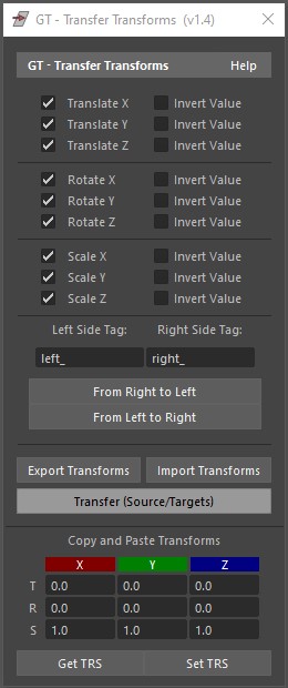 GT Transfer Transforms GUI